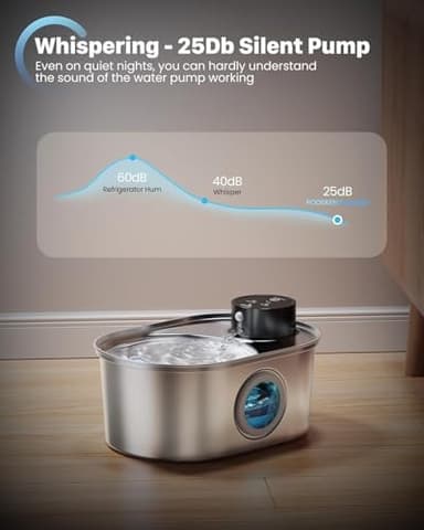 Wireless Cat Water Fountain: Battery Operated Stainless Steel Pet Fountain, Automatic Cordless Water Dispenser Indoor, Metal Faucet Bottle for Drinking, Rechargeable Dog Water Bowl with 1 Filter - Image 8