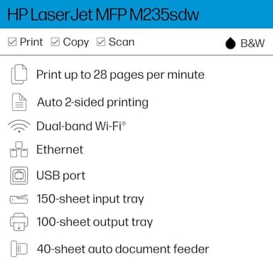 HP Laserjet MFP M235sdw All-in-One Laser Wireless Printer, Scan/Copy, Black & White, Duplex, Best for Office - Image 3