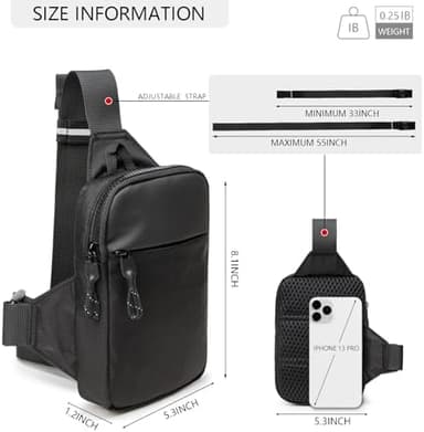 Mini Sling Bag for Men Women, Waterproof Utility Crossbody Backpack Chest Bag for Hiking Travel Sports Running - Image 5