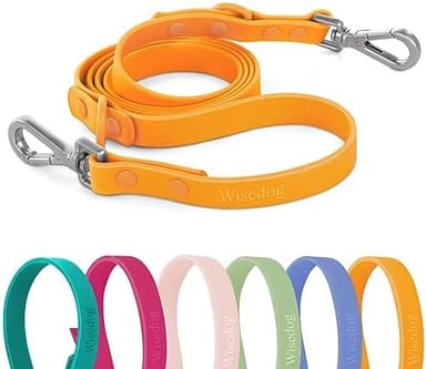Wisedog Waterproof Dog Leash – 5ft/6ft Adjustable with 2 Hooks & Traffic Handle, Easy to Clean Double Clip Leash for Small, Medium, Large Dogs (Daylily Yellow,S - Image 2