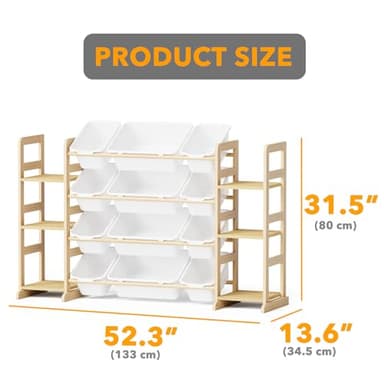 SpaceAid Toy Storage Organizer with 6 Shelves and 12 Bins, Bookshelf/Bookcase, Kids Bin Shelf, Toys Box for Playroom Organization for Bedroom & Room Decor, White, 52.3" W - Image 2