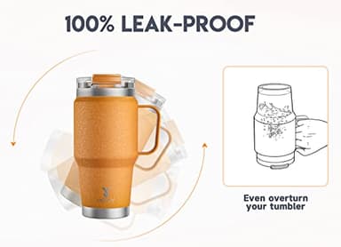 Meoky 24oz Travel Mug, Triple Insulated Stainless Steel Tumbler with Handle and 2-in-1 Straw and Sip Lid, 100% Leak Proof, Keeps Cold for 24 Hours or Hot for 8 Hours, Cupholder Friendly (Maple) - Image 5