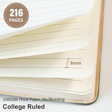 TSFPapier Lined Journal Notebook for Work College Ruled Note Book 5.79"x8.27" A5 PU Leather Daily Journaling 216 Pages for Women Men Writing Home School Supplies Business (A5 Lined 216pages, 01-Khaki) - Image 4