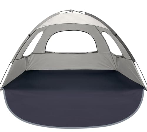 WhiteFang Beach Tent Anti-UV Portable Sun Shade Shelter for 3 Person, Extendable Floor with 3 Ventilating Mesh Windows Plus Carrying Bag, Stakes and Guy Lines (Baby's Breath) - Image 1