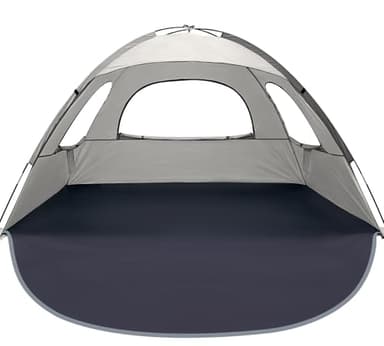 WhiteFang Beach Tent Anti-UV Portable Sun Shade Shelter for 3 Person, Extendable Floor with 3 Ventilating Mesh Windows Plus Carrying Bag, Stakes and Guy Lines (Baby's Breath) - Image 1