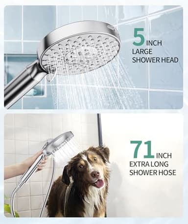 Filtered Shower Head with Handheld, High Pressure 9 Spray Mode Chrome Showerhead with Filters,detachable shower head,Water Softener Filters Beads for Hard Water -Remove Chlorine - Image 6
