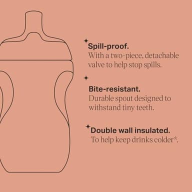 Tommee Tippee Insulated Sportee Bottle, 9oz, 12+ Months, Trainer Sippy Cup for Toddlers, Spill-Proof, Easy to Hold Handle, Pink & Mint, Pack of 2 - Image 5