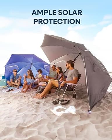 Sport-Brella Premiere XL 9-Foot Umbrella - Heavy-duty 1.25" Center Pole & Twist Handle Auger - UPF 50+ Sun Protection - Privacy Side Panels, Zippered Windows & 2 Interior Pockets - Carry Bag Included - Image 2