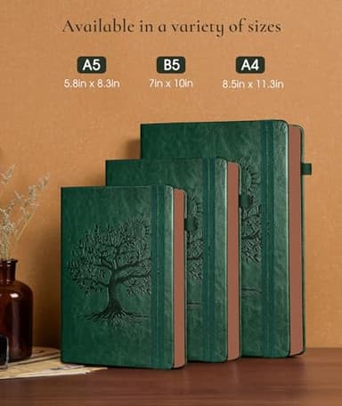 Vintage Leather Journal - 300 Page Lined Journal Notebook with Numbered Pages,A5 Notebook for Women Men,Travel Diary,Daily Journal for Writing, Note Taking, School & Work (5.8" x 8.3") - Image 2