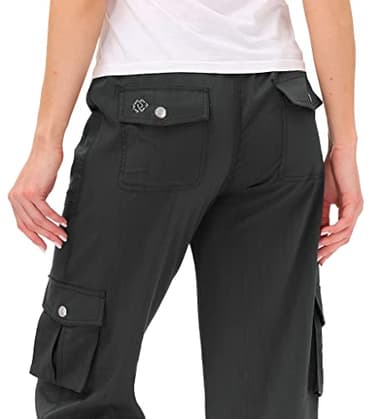 MoFiz Womens Capris with Pockets Loose Fit Casual Capri Pants Dressy Lightweight Ladies Baggy Cargo Pants for Hiking Dark Grey 4XL - Image 4