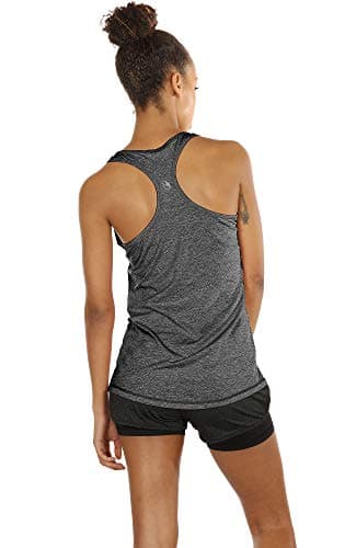 icyzone Workout Tank Tops for Women - Racerback Athletic Yoga Tops, Running Exercise Gym Shirts(Pack of 3)(L, Charcoal/Red Bud/Pink) - Image 3