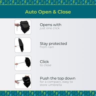 totes Auto Open/Close Windproof Ultimate Compact Umbrella with UV and Water Repellent Protection - Image 4