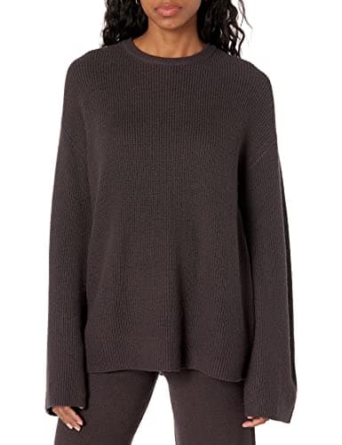 The Drop Women's Alice Crewneck Back Slit Ribbed Pullover Sweater, Chocolate, 2X, Plus Size - Image 1