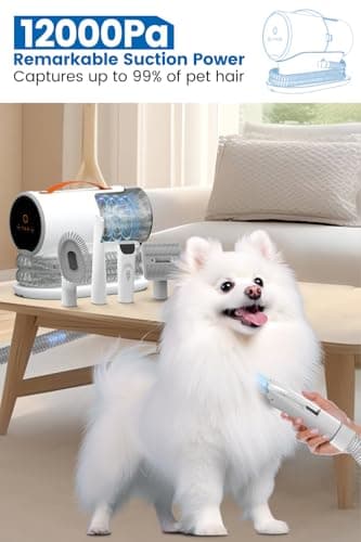 AIRROBO Dog Grooming Vacuum Kit with Pet Clippers, 12000Pa Dogs Vacuum for Shedding Grooming, 5 Grooming Tools Home Cleaning in 1, 2L Dust Cup Low Noise Pet Grooming Vacuum for Dogs, PG100 - Image 2
