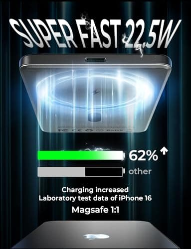 LISEN 0.5‘’ Ultra Slim MagSafe Portable Charger,10000mAh Wireless Card Slim MagSafe Battery Pack iPhone 17 Air Accessories,Magnetic Power Bank for iPhone 17 Pro Max Plus Air/16/15/14/13/12，Obsidian - Image 4