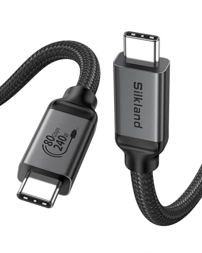 Silkland USB 4 80Gbps for Thunderbolt 5 Cable 5FT, [USB-IF Certified], up to 120Gbps Bandwidth for Dual 8K, 240W, Braided USB C Monitor Cable Compatible for Thunderbolt 4/5, SSD, MacBook M4 Pro, Dock - Image 1