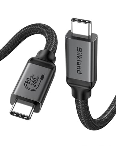 Silkland USB 4 80Gbps for Thunderbolt 5 Cable 5FT, [USB-IF Certified], up to 120Gbps Bandwidth for Dual 8K, 240W, Braided USB C Monitor Cable Compatible for Thunderbolt 4/5, SSD, MacBook M4 Pro, Dock - Image 1