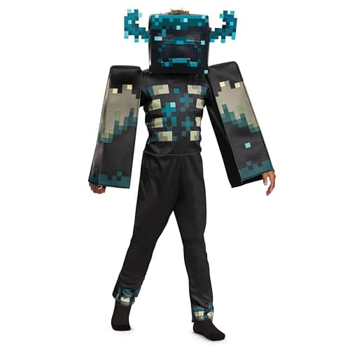 Disguise Minecraft Warden Costume, Official Deluxe Minecraft Costume for Kids with Headpiece and Jumpsuit, Child Size (4-6) - Image 1