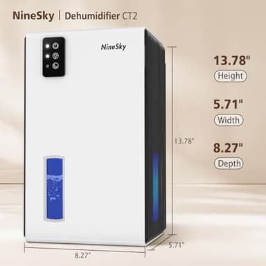 NineSky Dehumidifiers for Home, 95 OZ Water Tank, (1000 sq.ft) Dehumidifiers for Bathroom Bedroom Basement with Auto Shut Off,7 Colors LED Light(White) - Image 7