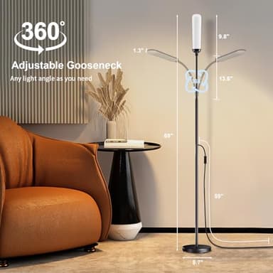 xinp Floor Lamp, Bright 18W LED Standing Lamps for Living Room, Remote Stepless Adjustable Color and Brightness Dimmable with ON/Off Switch, Gooseneck Reading Lights for Bedroom Office, 1300LM Black - Image 6
