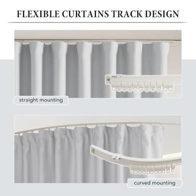 RYB HOME Blackout Room Divider Curtains with Flexible Track Ceiling/Wall Mount, Extra Wide Floor to Ceiling Curtains with Hooks for Bedroom/Office/Study/Living Room, White, W120 x L84, 1 Panel - Image 6