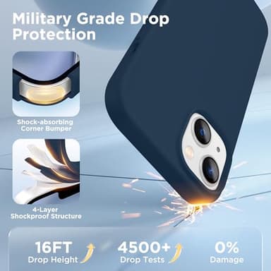 GolbinBox Magnetic for iPhone 13 Case & iPhone 14 Case, Compatible with MagSafe, [Soft Anti-Scratch Microfiber Lining], Slim Liquid Silicone Shockproof Protective Phone Case 6.1 inch, Dark Blue - Image 5