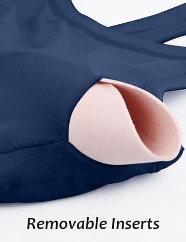 MathCat Workout Tank Tops for Women with Built in Bra, Sleeveless Gym Tops Seamless Racerback Athletic Yoga Shirts Navy - Image 6