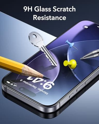 ESR 3 Pack for iPhone 17/iPhone 16 Pro Screen Protector, [9H Hardness] [Military Grade Shatterproof] Full Coverage Tempered Glass Film with Easy Installation Tool, HD Clear, Scratch Resistant - Image 7