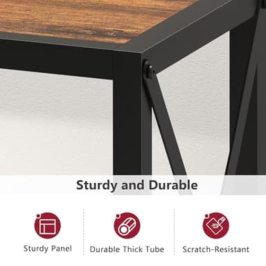 Tajsoon Console Table 41.8”, 2-Tier Industrial Entryway Table, Narrow Entrance Sofa Table with Shelves, Hallway, Living Room, Foyer, Corridor, Office, Rustic Brown and Black - Image 4