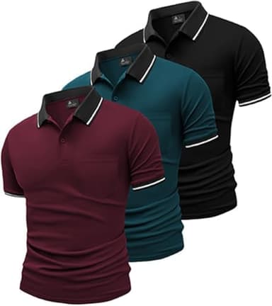 GEEK LIGHTING Men's Athletic Polo Shirts with Pocket (3-Pack - Image 3