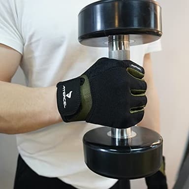 ATERCEL Workout Gloves for Men and Women, Exercise Gloves for Weight Lifting, Cycling, Gym, Training, Breathable and Snug fit (Green, Large) - Image 5