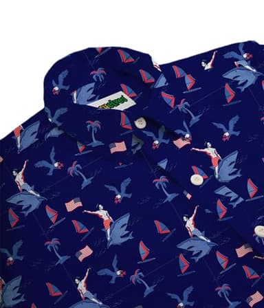 Tipsy Elves Blue Fin Riding Founder Patriotic Button Down Shirt for Men Size Small - Image 4