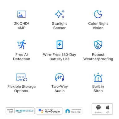 Tapo TP-Link 2K QHD Outdoor Wireless Security Camera System, Up to 180D Battery, Color Night Vision w/Starlight Sensor, Motion/Person/Pet/Vehicle Detection, Works w/Alexa &Google Home, C420S2 - Image 3
