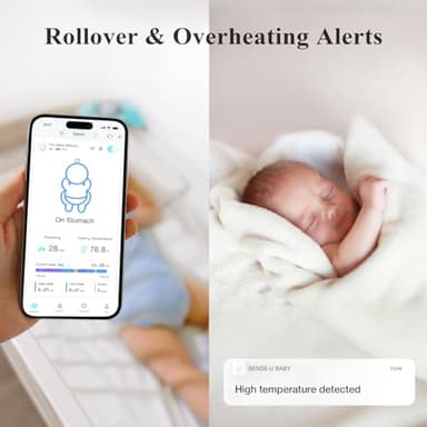 Sense-U Pro Baby Monitor – Breathing Movement, Rollover & Overheating Trackers for Better Sleep, Simple Clip-On Smart Sleep Monitor with Arousal Vibration, Audible Alerts & Sleep Analysis - Image 5