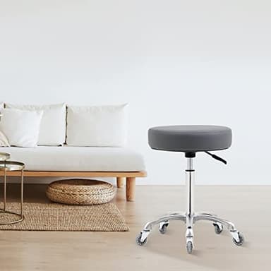 Ainilaily Rolling Stool with Wheels, Heavy Duty 400 lbs Stool for Shop Guitar Lab Tattoo Workbench Medical, Adjustable Swivel Chair (Grey) - Image 2