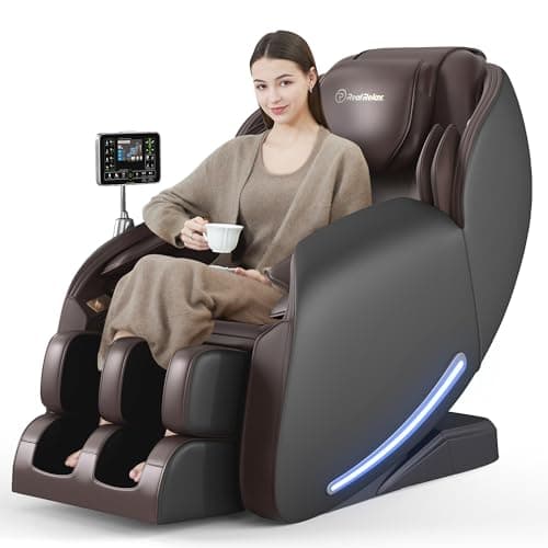 Real Relax 2025 Massage Chair Full Body,Zero Gravity 3D SL Track Shiatsu Massage Recliner with Body Scan,Thai Stretching and APP Control,Office and Home Use,Brown - Image 1