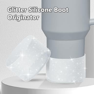 WUQID Protective Bling Silicone Boot Sleeve, Compatible with Stanley Tumbler 20-40oz & Hydro Flask Bottle 12oz-24oz, Glitter Reduces Dents Sleeve Cover for More Bottles/Tumblers Bottom of 2.83-2.95in - Image 6