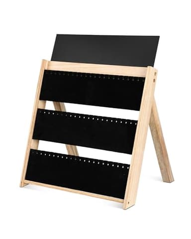 Bulado Necklace Display for Vendors, 3 Tier Foldable Jewelry Display Stand with 66 Slots, Wooden Chain Necklace Holder with Velvet for Selling, Jewelry Storage Organizer for Craft Show - Image 7