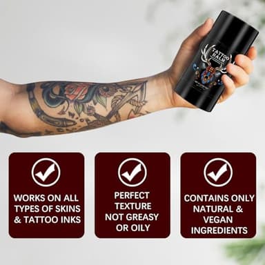 Tattoo Aftercare Butter Balm, 2.6 oz, Old & New Tattoo Moisturizer Healing Brightener for Color Enhance, Natural Organic Tattoo Cream - Image 4