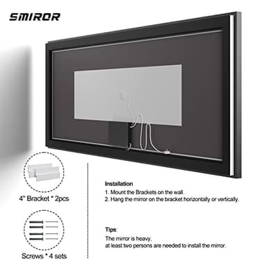 SMIROR Black LED Bathroom Mirror 55 x 36, Illuminated Vanity Mirrors with Lights for Wall, Front Lighted and Backlit, Dimmable, Anti-Fog, Memory, Shatterproof, ETL Listed (Horizontal/Vertical) - Image 6