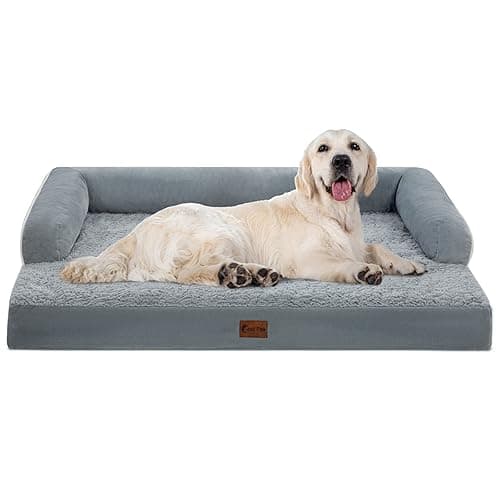 Casa Paw Orthopedic Dog Beds for Extra Large Dogs, Waterproof XLarge, Memory Foam Couch , Comfy Bolster Pet Bed with Removable Washable Cover, Nonskid Bottom (X-Large, Grey) - Image 1