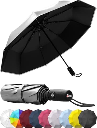 REPEL Windproof Travel Umbrella - Compact & Withstands Winds up to 85MPH, Strongest Premium Auto Folding Umbrella for Rain and Sun - Durable, Light & Portable for Women & Men, Fits Backpack & Cars - Image 1