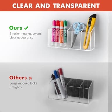 Banafich Magnetic Dry Erase Marker Holder, Acrylic Magnet Pen Holder for Whiteboard, Refrigerator, Magnetic Fridge Organizer for Office, Classroom, Whiteboard Maker Holder, Locker Organizer - Image 4