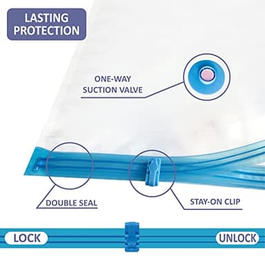 25 Pack Vacuum Storage Bags, Space Saver Vacuum Storage Bags, Vacuum Seal Bags for Clothing, Clothes, Comforters and Blankets, Hand Pump Included - Image 7