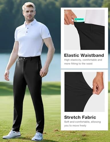 SPECIALMAGIC Work Pants for Men Outdoor Pants Stretch Casual Ripstop Pants Golf Tapered Lightweight Pockets Black,36-32 - Image 3