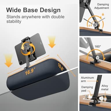 ERGONOV Lap Beanbag Tablet Pillow Stand,Adjustable iPad Holder with Snack Bowl,360° Rotating Clip for 4.7-13" Kindle,Phone,Tablet.Ideal for Hands-Free Reading and Relaxation on Bed,Couch,Recliner,Gray - Image 6