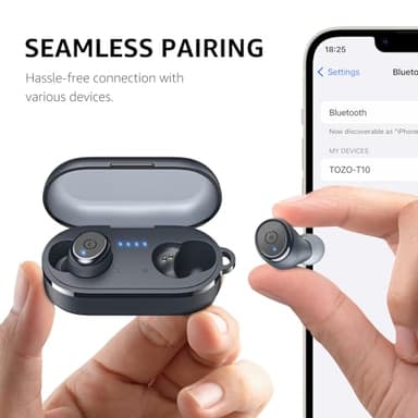 TOZO T10 Wireless Earbuds Bluetooth 5.3 Headphones, App Customize EQ, Ergonomic Design, 55H Playtime, Wireless Charging Case, IPX8 Waterproof Sound in-Ear Headset, 2025 New Version - Image 8