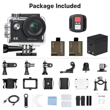 AKASO EK7000 4K30FPS 20MP WiFi Action Camera with EIS Ultra HD 131FT Waterproof Underwater Camera Remote Control 4X Zoom Support External Microphone Black - Image 9