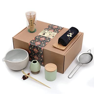 Artcome Japanese Matcha Tea Set, Bowl with Pouring Spout, Whisk, Tea Scoop, Ceramic Whisk Holder, Matcha Powder Caddy, Handmade Matcha Ceremony Kit For Japanese Tea Ceremony (9Pcs) - Image 2
