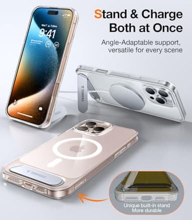 TORRAS for iPhone 16 Pro Max Case Diamond Clear | Strong Magnetic & Seamless Stand, Fit for MagSafe, Military-Grade Drop Protection, Sturdy Adjustable Built-in Kickstand, Slim Anti-Yellowing - Image 2
